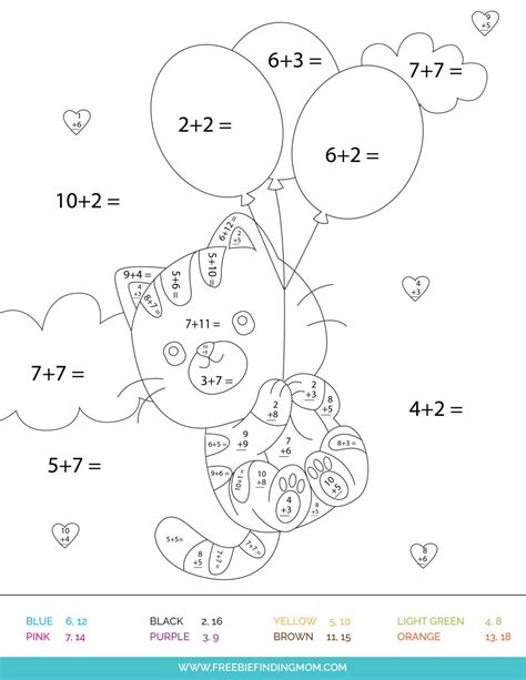 Image result for Printable Addition Color by Number
