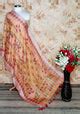 Pretty Peach Floral Design Digital Linen Dupatta