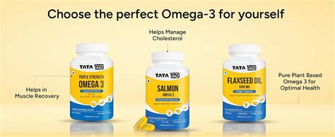 Tata 1mg Salmon Omega 3 Fish Oil Supplements 1000mg - 60 Capsules ...