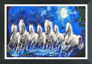 FRIZZY ARTS Seven horse photo frame |light blue background | Seven ...