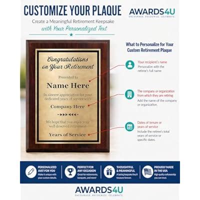 Awards4U Customized Retirement Plaque 8x10 - Personalized India | Ubuy