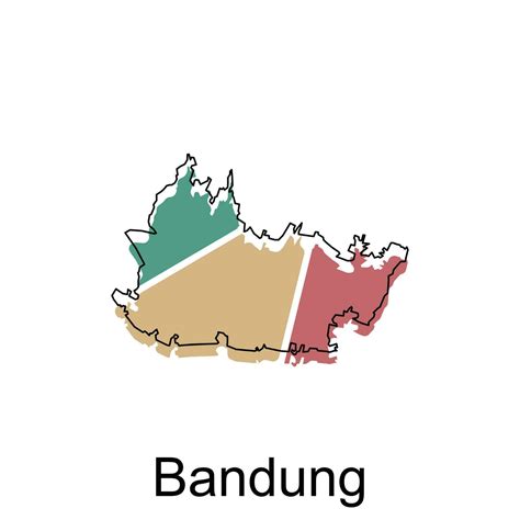 Map of Bandung colorful modern geometric with outline design, element graphic illustration ...