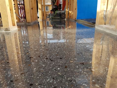 Polished Concrete in Gloss Finish Full Stone Exposure Charcoal coloured ...