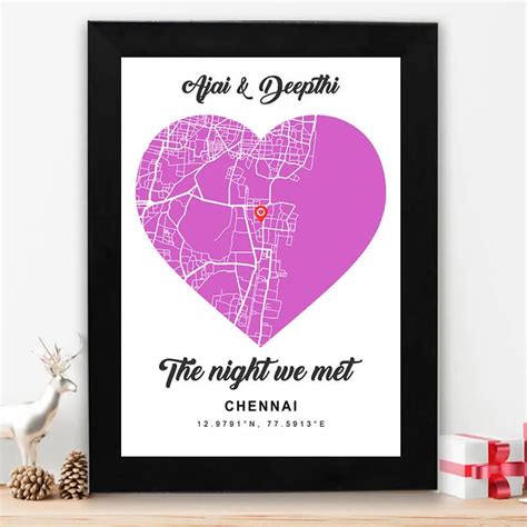 Personalized street map - Heart shape pink – 46Memories