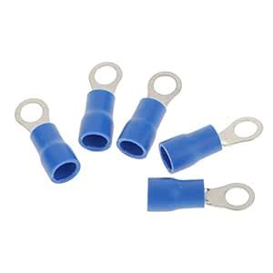 MagiDeal Pack of 50 Blue 5.3mm Insulated Ring Crimp Connector Terminals ...
