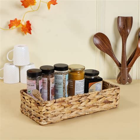 AKWAY Handmade Wicker Organizer Tray for kitchen and dining table | Se ...