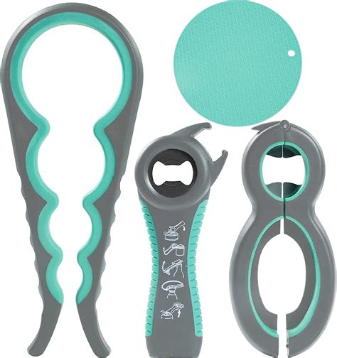 Jar Opener and Bottle Opener with Silicone Jar Gripper Pad - 4Packs ...