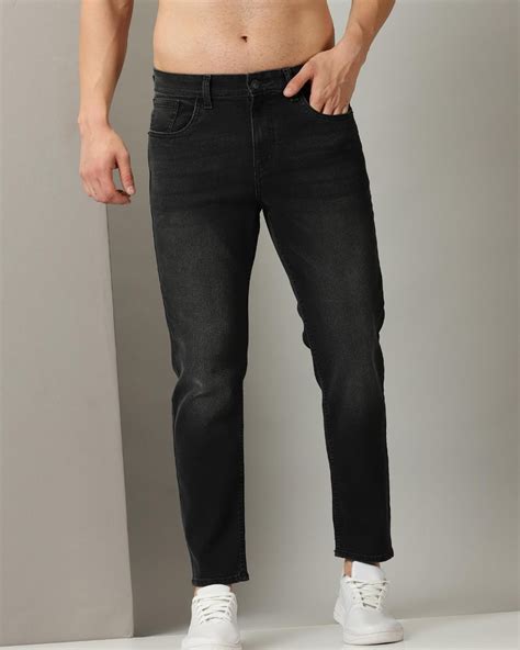 Buy Men's Black Washed Slim Fit Jeans Online in India at Bewakoof