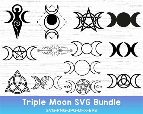 Triple Moon Enchantment, Mystical Triple Goddess Symbol, Triple Moon ...