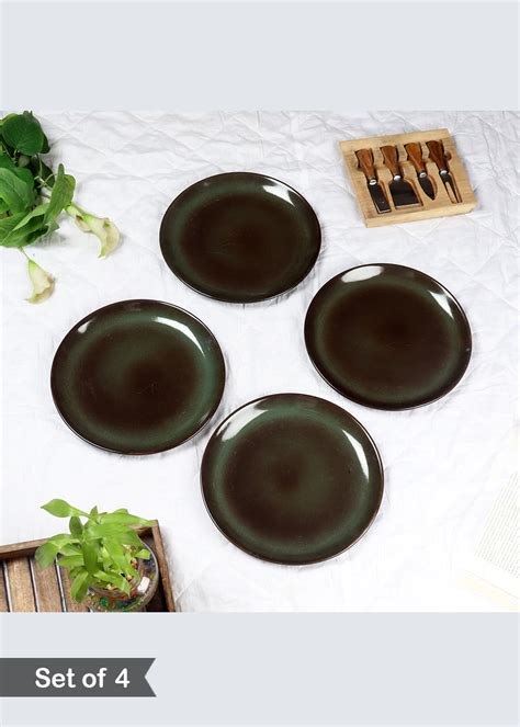 Get Dove Green 10 Inch Stoneware Plates - Set of 4 at ₹ 2000 | LBB Shop