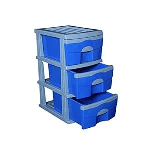 Cello Organiser 3 Drawer Storage Chest (Blue and Grey) : Amazon.in ...