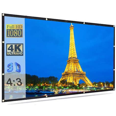 Spline Projector Screen Upgraded 4:3 HD Portable Screen Premium Indoor ...