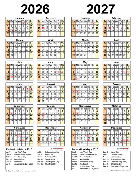 Calendar 2026 To 2027 Printable - calendar.sorteasport.com