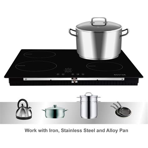 NOXTON 4 Zone Induction Hob, Built-in Electric Hobs 60cm Cooktop, Black ...