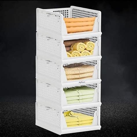 Buy SIGNAMIO® Set of 5 Foldable Wardrobe and Cloth Organizer: Stackable ...