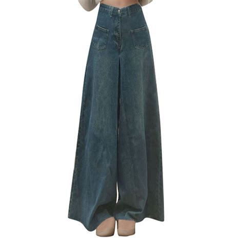Women Jeans Spring Summer Casual Vintage High Waist Wide Leg Edges ...