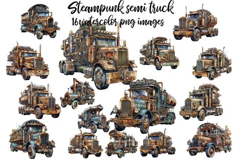 Steampunk Semi Truck Graphic by retrowalldecor · Creative Fabrica