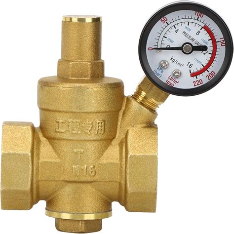 Buy Water Pressure Regulator Valve with Gauge, DN25 Brass Tap Pressure ...
