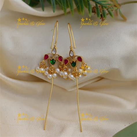 Jadau Kundan Leaf Ear Cuff Earrings - High Quality – Sparkle and Glow
