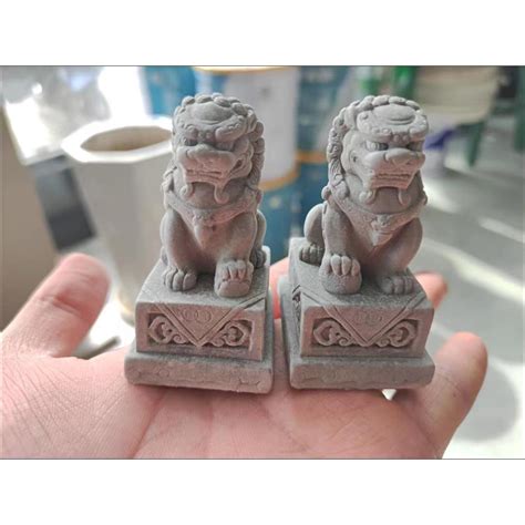 Pair of Fu Foo Dogs Guardian Lion Statues, Feng Shui Decor for Home ...