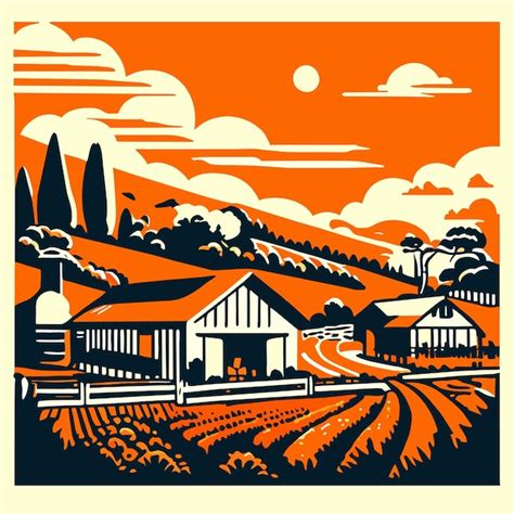 Rural village natural scene countryside vector illustration | Premium ...