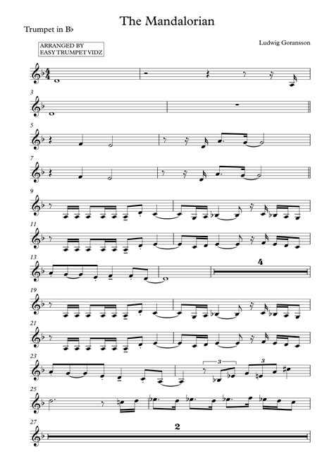 The Mandalorian (arr. Easy Trumpet Vidz) by Ludwig Goransson Sheet ...