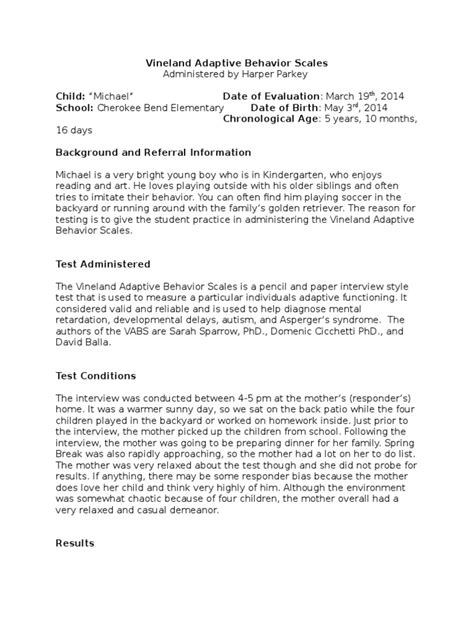 Image result for Vineland Adaptive Behavior Scale Interview Form