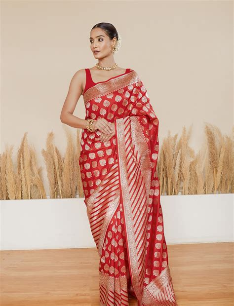 Buy Online Classic Red Handloom Upada Pure Katan - Banarasi Silk Saree ...