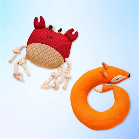 Furry Castle Knitted Crab and Round Fox Combo: Durable Polyester ...