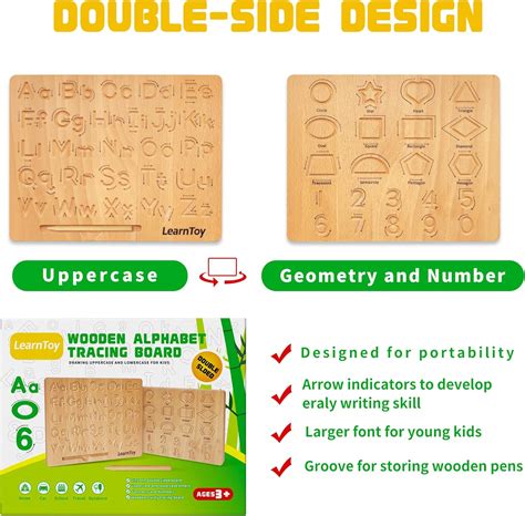 Buy LearnToy Montessori Toys - Double Sided Wooden Letters, Numbers ...