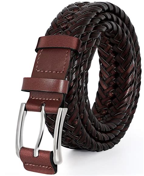 JASGOOD Mens Braided Belt, Woven Leather Golf Belt for Men,Brown ...