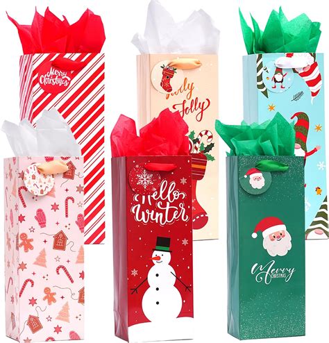 Amazon.com: Pasimy 12 Pcs Christmas Wine Bags with Tissue Paper ...