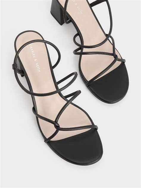 Black Meadow Strappy Block Heel Sandals - CHARLES & KEITH IN