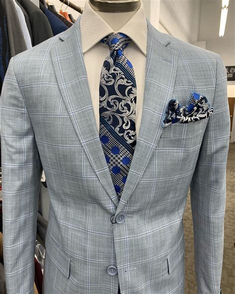 Giorgio Fiorelli Light Blue Window Pane Suit – Stark and Legum