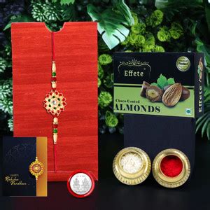 DeoDap Designer Rakhi Combo for Brother with Chocolate Almond (32-GM ...