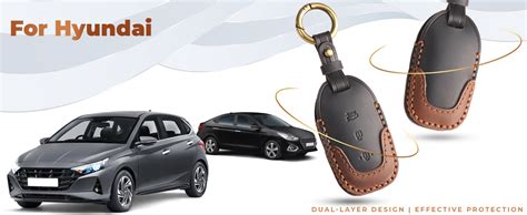 Keyzone Dual Leather Key Cover for Hyundai i20, Kona, Verna 2018 ...