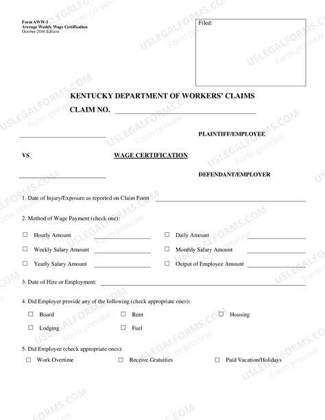 Kentucky Wage Certification | US Legal Forms