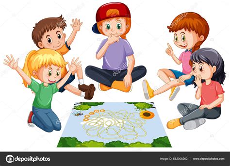 Playing Board Games Clip Art Picture Of Children Playing A Board Game