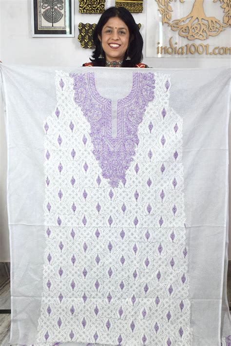 Designer Hand Embroidered Chikankari Tepchi work Kota Doria fabric No ...