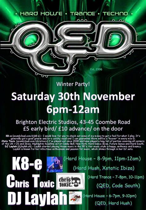 QEDs Winter party 2024, Brighton Electric, 30 November to 1 December ...