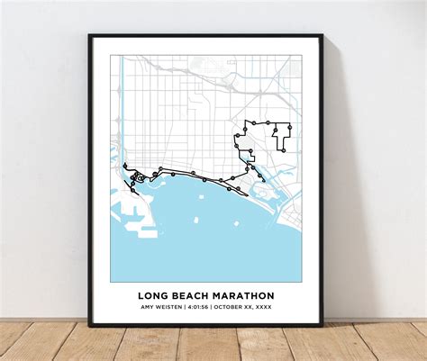 Long Beach Marathon Course Map Personalized Long Beach - Etsy