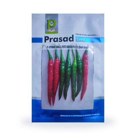 Prasad Seed Jyoti Green PS-113 (Dark Green) F1 Hybrid Chilli Seeds 10g ...