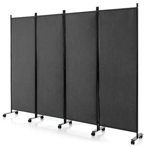 GOFLAME 4 Panel Folding Room Divider, 6FT Rolling Privacy Screen with ...