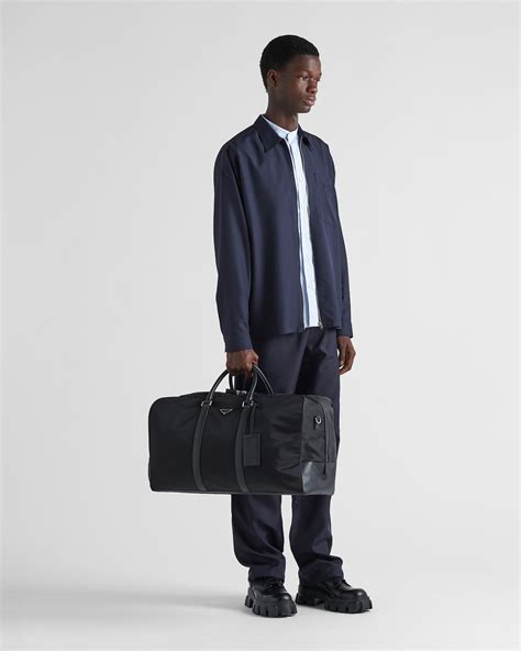 Black Re-nylon And Saffiano Leather Duffle Bag | PRADA