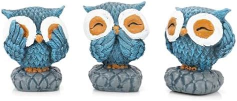 Amazon Brand - Umi Owl Set of 3 Miniature Statue Showpiece, Polyresin ...