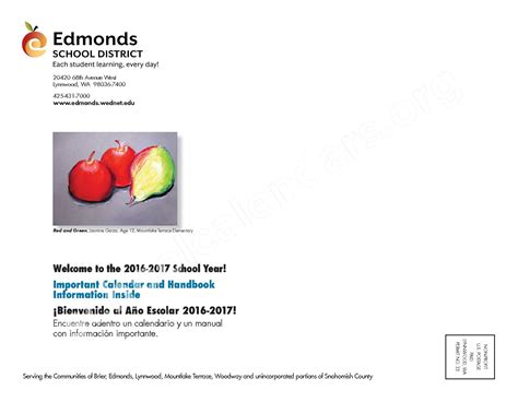 2016 - 2017 ESD Calendar and Parent Handbook | Edmonds School District ...