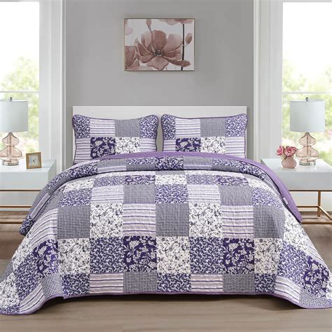Mybedsoul King Quilt Bedding Set - 3-Piece Microfiber Reversible ...