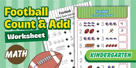 Football Trace, Count, and Add Within 10 Worksheet