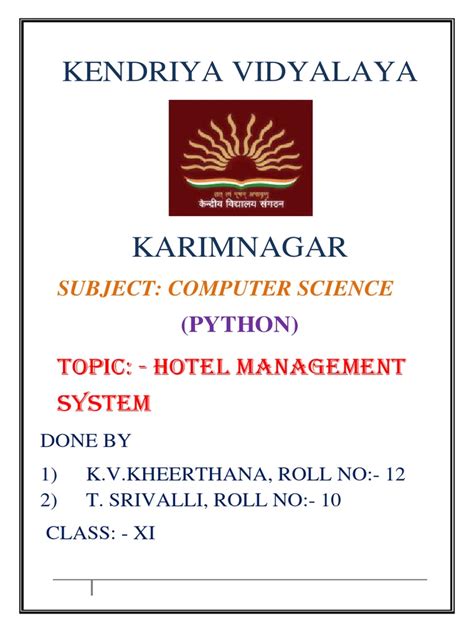 Image result for Hotel Management Project File