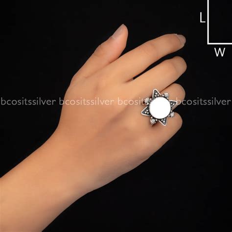 Oxidized Mirror Finger Ring - 999